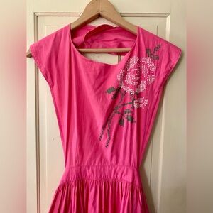 Vintage 1960s hand sewn pink apron.